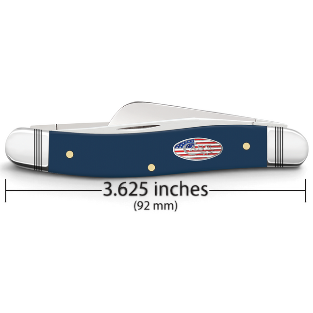 Razor Sharp AZ Case XX Stockman pocket knife with navy blue synthetic handle and Stars and Stripes inlay shield