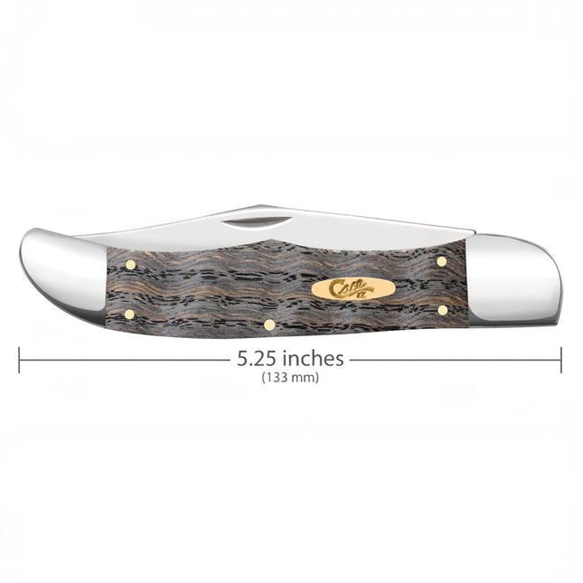 Case® Smooth Black Curly Oak Wood Folding Hunter Pocket Knife