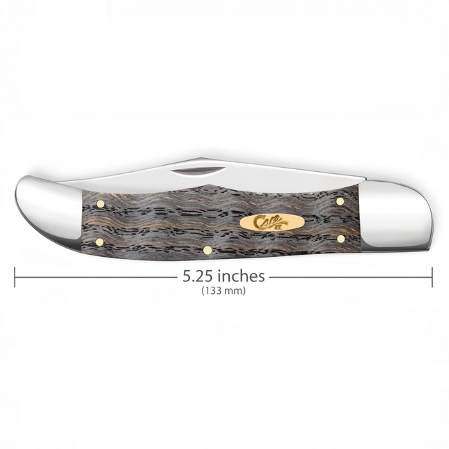 Razor Sharp AZ Case folding hunter knife with smooth black curly oak handle, nickel silver bolsters, and brass shield.