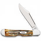 Razor Sharp AZ Case 6.5 BoneStag Mini CopperLock pocket knife with a mirror-polished stainless steel clip blade.