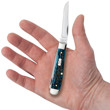 Case® Pocket Worn® Peach Seed Jig Mediterranean Blue Bone Mini Trapper Pocket Knife